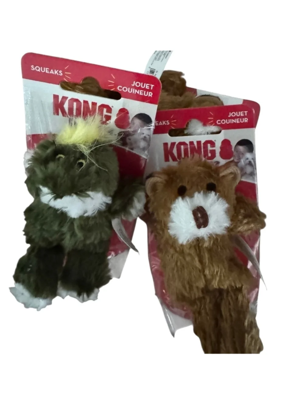 3 KONG Dr. Noy's XS Squeaky Plush Dog Toys Set, bear and frog